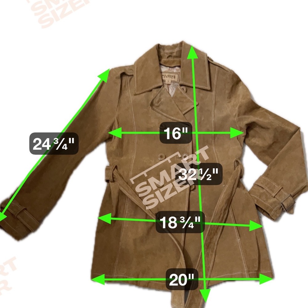 Wilsons Leather Brown Suede Belted Double Breasted Trench Coat Paisley Lined‎ S - Picture 10 of 11